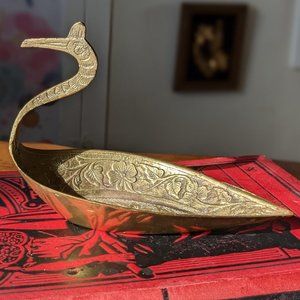 Brass Bird Trinket Dish with Patina